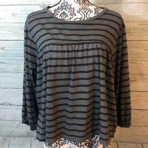 Sundry Oversized Gray Black Striped Loose Top 2